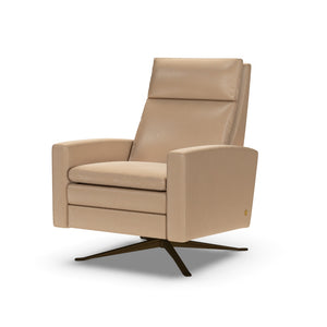 American Leather Simon Re-Invented Swivel Recliner Chair in Bison Champagne