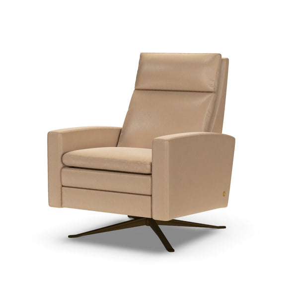 American Leather Simon Re-Invented Swivel Recliner Chair in Bison Champagne