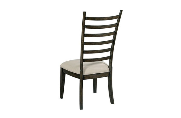Kincaid Plank Road Two-Toned Stone Dining Table with 4 Upholstered Side Chairs