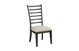 Kincaid Plank Road Two-Toned Stone Dining Table with 4 Upholstered Side Chairs