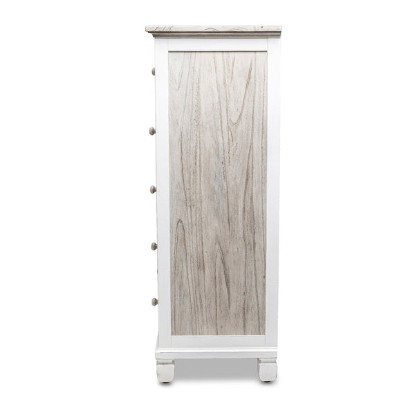 Seawinds Islamorada Clean White & Grey Distressed Grey 5-Drawer Chest