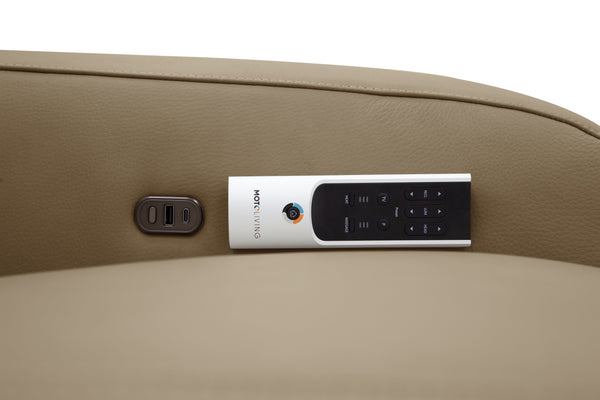 Moto Motion Melody 6-Piece Triple Power Cappuccino Leather Sectional with Speaker Audio Headrests