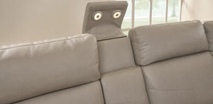 Flexsteel Vernon 6-Piece Triple Power Dove Grey Fabric Sectional with Power Headrest, Lumbar, Heat & Massage