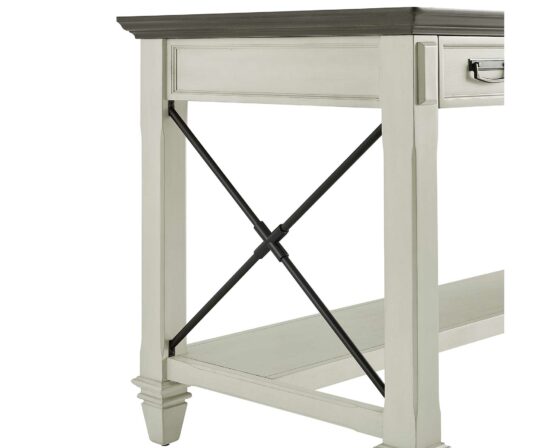 Martin Furniture Hartford Linen White Writing Desk with Gray Patterned Top