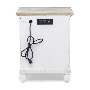Seawinds Islamorada Clean White & Grey 1-Drawer 2-Door Electrified Coastal Nightstand