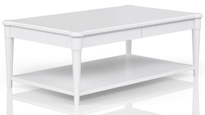 Heritage Coastal Breeze Living 4-Drawer Wood Top Cocktail Table with Casters in White Finish