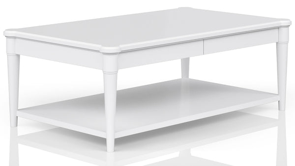 Heritage Coastal Breeze Living 4-Drawer Wood Top Cocktail Table with Casters in White Finish