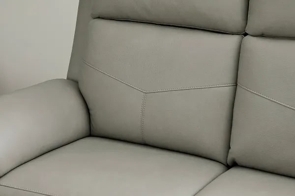 Flexsteel Vernon Triple Power Dove Grey Fabric Sofa with Power Headrest, Lumbar, Heat & Massage