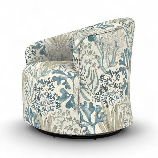 Best Home Kahlari Ocean Fabric Swivel Glider Barrel Chair