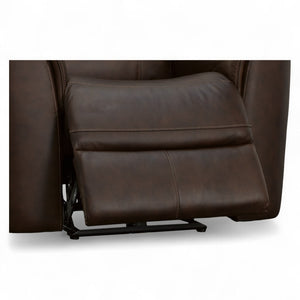 Flexsteel Harrison Leather Triple Power Recliner with Heat & Massage in Burnt Umber