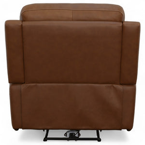 Flexsteel Harrison Leather Triple Power Recliner with Heat & Massage in Caramel