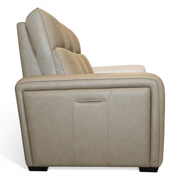 Flexsteel Sense Italian Leather Power Reclining Sofa with Power Headrest, Lumbar & Pulse in Greige