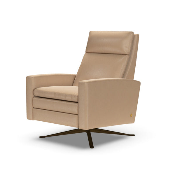 American Leather Simon Re-Invented Swivel Recliner Chair in Bison Champagne