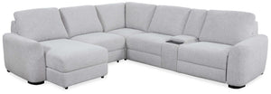 Cheers Manwah Bliss Duncan Coin Fabric 6-Piece Power Slider Chaise Sectional with Storage