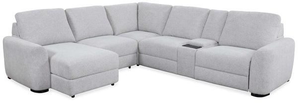 Cheers Manwah Bliss Duncan Coin Fabric 6-Piece Power Slider Chaise Sectional with Storage