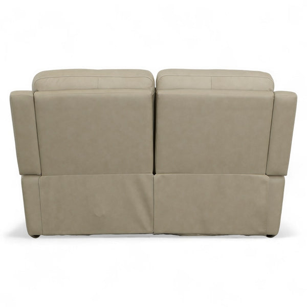 Flexsteel Harrison Leather Triple Power Loveseat with Heat & Massage in Beige
