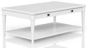 Heritage Coastal Breeze Living 4-Drawer Wood Top Cocktail Table with Casters in White Finish