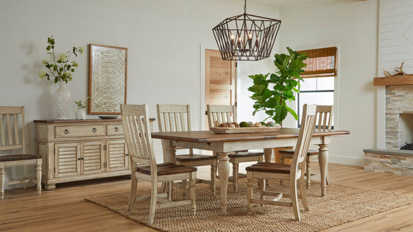Napa Furniture Belmont Antique Linen & Timbered Brown Dining Side Chair