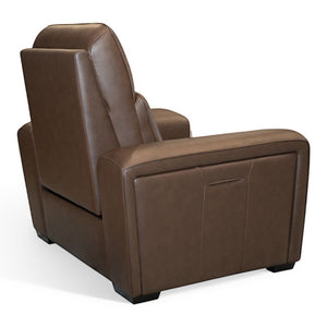 Flexsteel Sense Italian Leather Power Recliner with Power Headrest, Lumbar & Pulse in Espresso