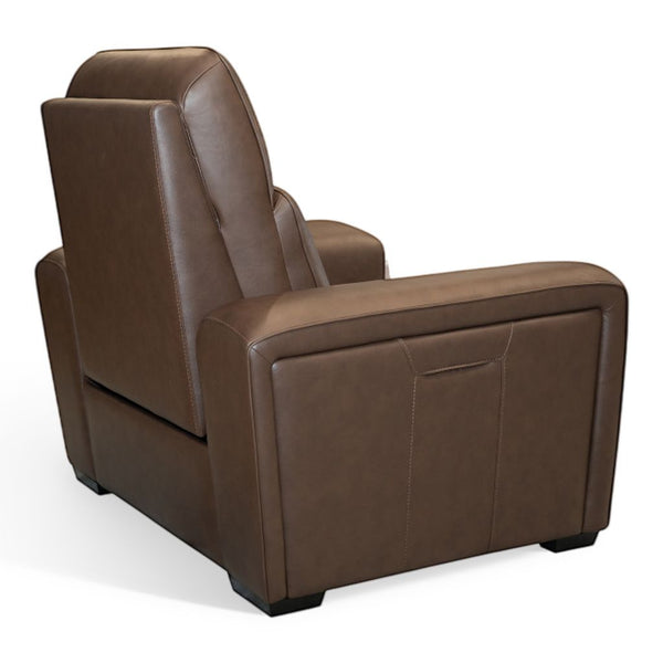 Flexsteel Sense Italian Leather Power Recliner with Power Headrest, Lumbar & Pulse in Espresso