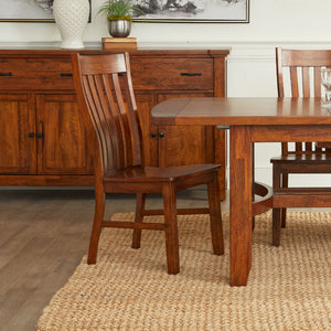 napa furniture whistler retreat dining table with extension & 4 side chairs set in warm cherry