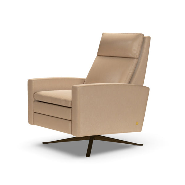 American Leather Simon Re-Invented Swivel Recliner Chair in Bison Champagne