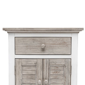Seawinds Islamorada Clean White & Grey 1-Drawer 2-Door Electrified Coastal Nightstand