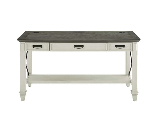 Martin Furniture Hartford Linen White Writing Desk with Gray Patterned Top