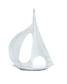 UMA Home Decor Silver Aluminum Sail Boat Sculpture 28X6X37