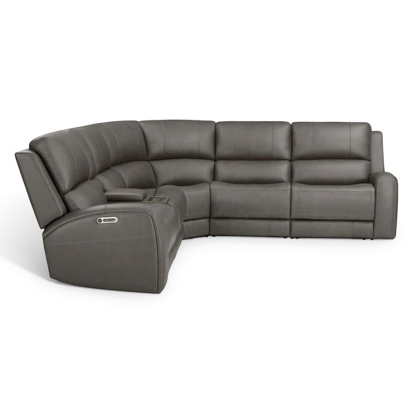 Parker House Belmont Autumn Fog Leather 6-Piece Zero-Gravity Modular Power Reclining Sectional