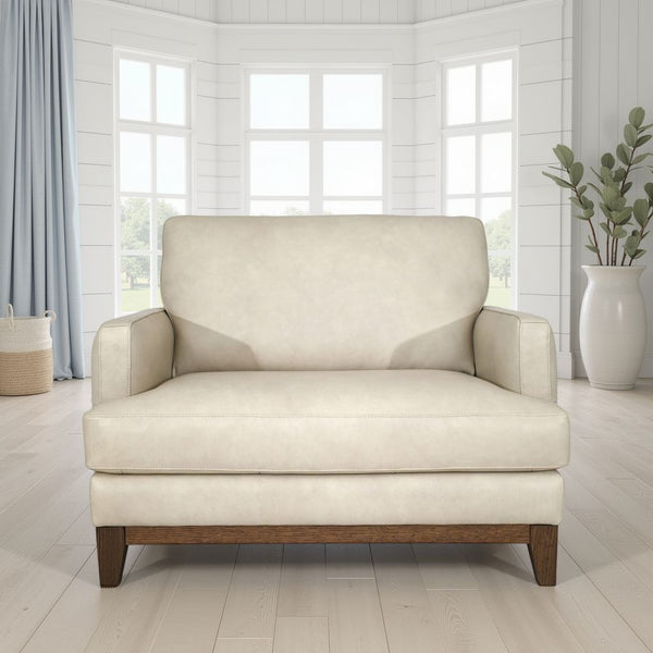 Softline Dutton Leather Maxi Arm Chair in Ivory