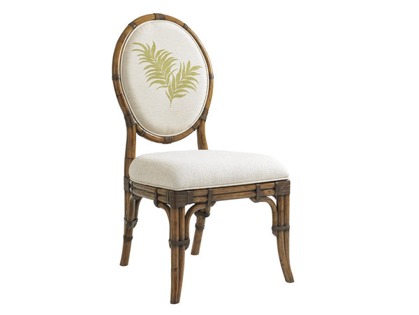 Bali Hai by Tommy Bahama Home 54 Glass Top Dining Table with 4 Upholstered Chairs