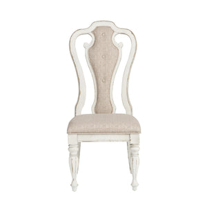 Liberty Furniture Magnolia Manor Antique White Splat- Back Upholstered Side Chair -