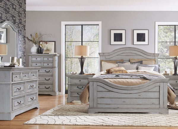 American Woodcrafters Stonebrook King Panel Headboard Light Distressed Antique Gray