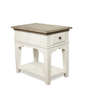 Riverside Myra Natural & Paperwhite 1-Drawer Chairside Table