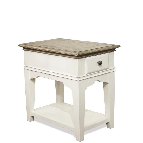 Riverside Myra Natural & Paperwhite 1-Drawer Chairside Table