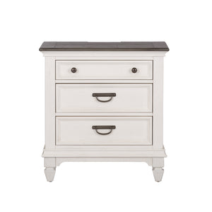 Liberty Furniture Allyson Park Wire Brushed White 3-Door Whie Nightstand with Charging Station