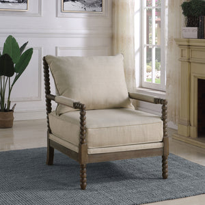 Coaster Blanchett Upholstered Bobbin Accent Chair Beige & Natural