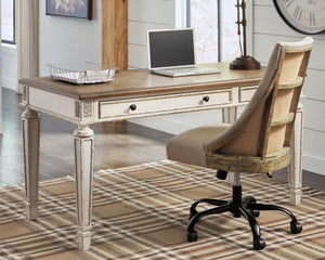 Realyn Pastoral Charm 2-Drawer 60-Inch Home Office Desk with USB White/Brown