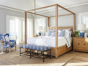 Barclay Butera by Lexington Newport Shorecliff Traditional Wood Canopy King Bed in Brown