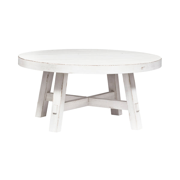 Liberty Furniture Modern Farmhouse Flea Market White Splay Leg Round Cocktail