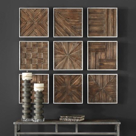Uttermost Bryndle 9-Piece Rustic Wooden Squares
