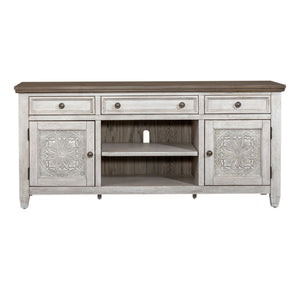 Liberty Furniture Heartland Antique White 66 Inch Tile Media Entertainment TV Stand