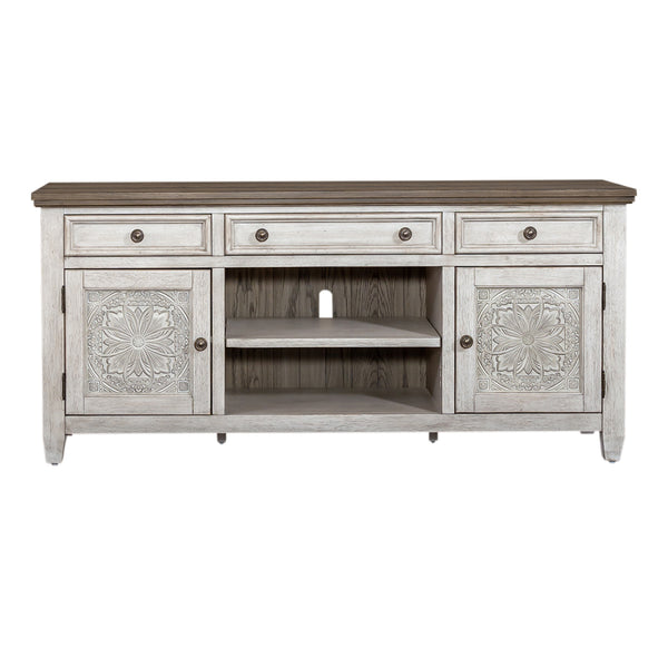 Liberty Furniture Heartland Antique White 66 Inch Tile Media Entertainment TV Stand