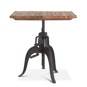 Home Trends Design Industrial Loft 30 Reclaimed Teak Wood Dining Table with Adjustable Crank