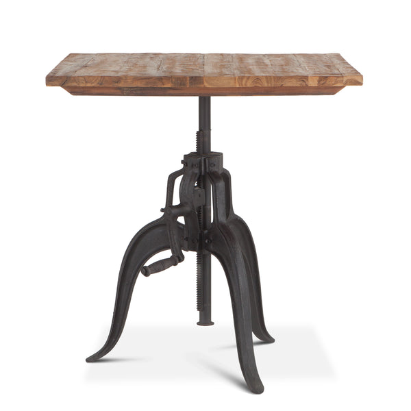 Home Trends Design Industrial Loft 30 Reclaimed Teak Wood Dining Table with Adjustable Crank