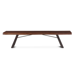 Home Trends Design London Loft 90-Inch Acacia Wood Live Edge Dining Bench in Walnut Finish