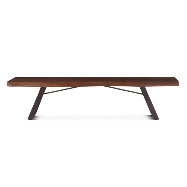 Home Trends Design London Loft 90-Inch Acacia Wood Live Edge Dining Bench in Walnut Finish
