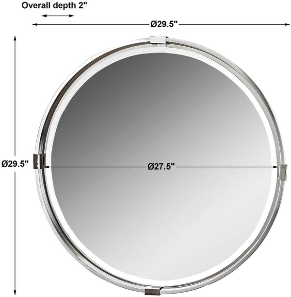 Uttermost Tazlina Brushed Nickel Round Mirror