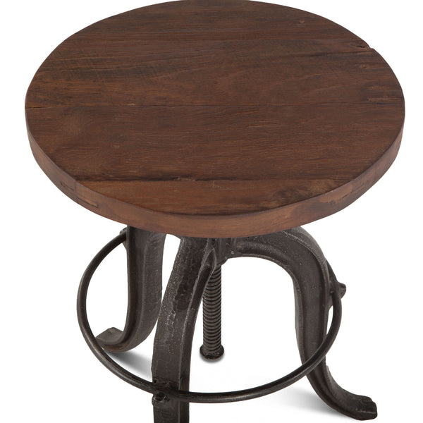Home Trends Design Industrial Teak Adjustable Recycled Teak Bar Stool